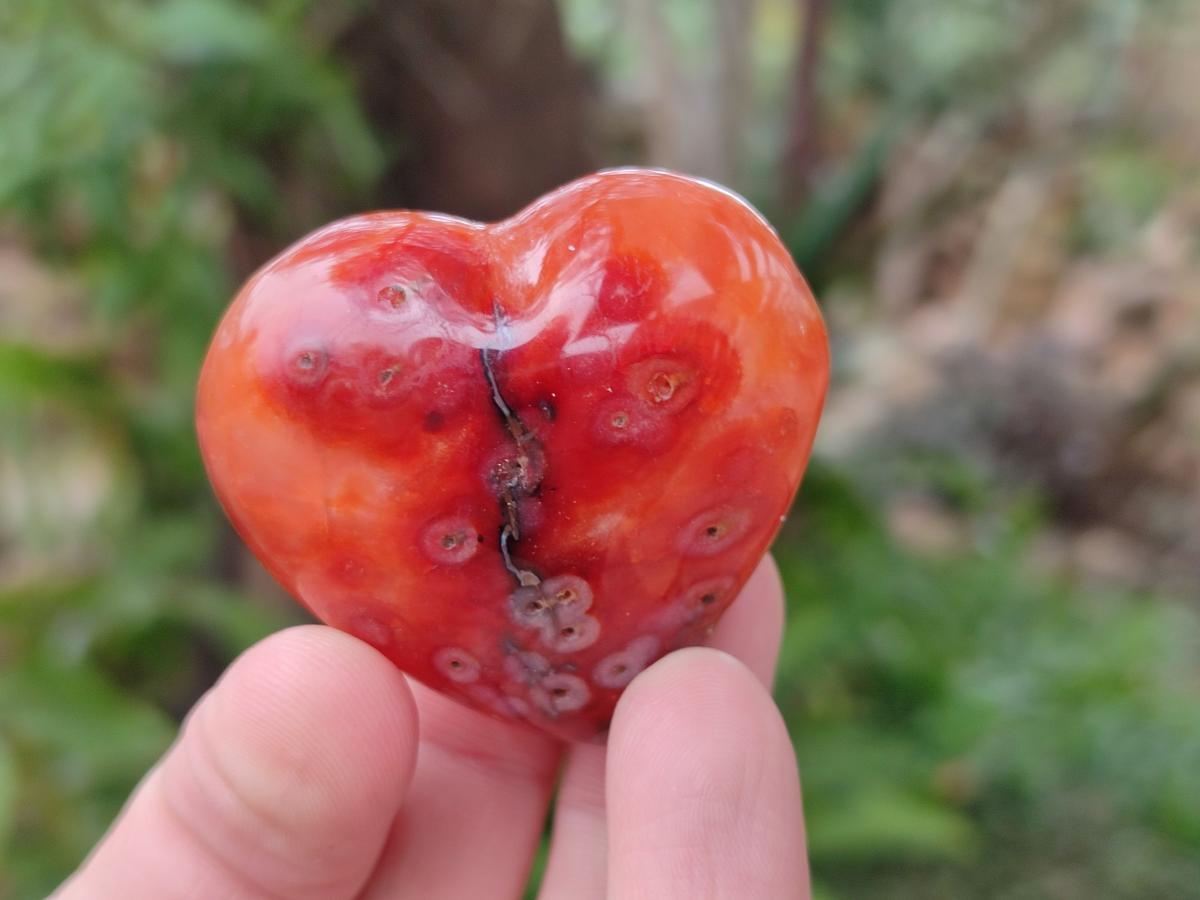 Polished Small Carnelian Agate Gemstone Hearts x 24 From Madagascar - Toprock Gemstones and Minerals 