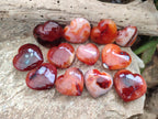 Polished Small Carnelian Agate Gemstone Hearts x 24 From Madagascar - Toprock Gemstones and Minerals 