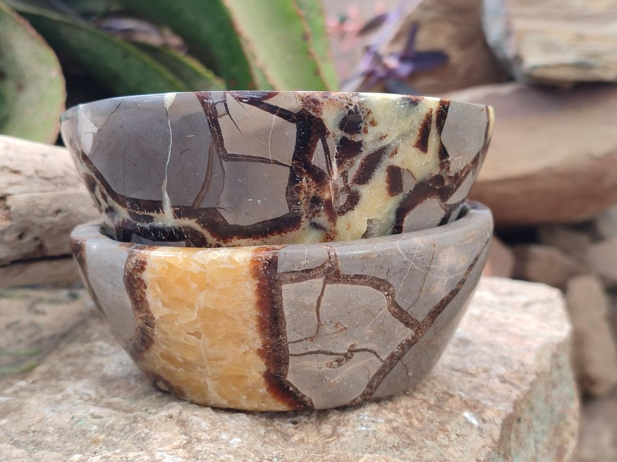 Polished Septerye Bowls x 2 From Mahajanga, Madagascar - Toprock Gemstones and Minerals 
