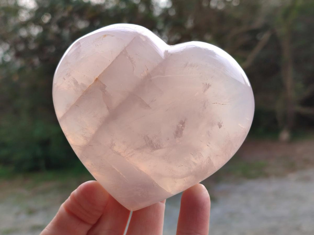 Polished Gemmy Girasol Rose Quartz Hearts x 3 From Madagascar - Toprock Gemstones and Minerals 