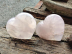 Polished Gemmy Girasol Rose Quartz Hearts x 3 From Madagascar - Toprock Gemstones and Minerals 