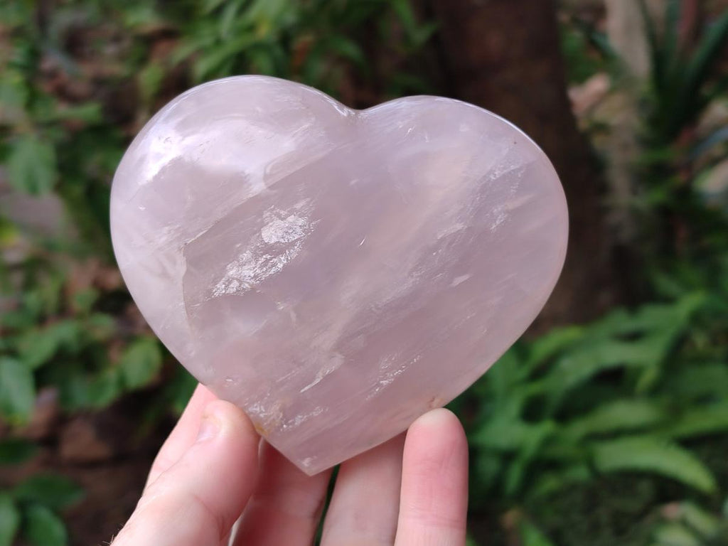 Polished Gemmy Girasol Rose Quartz Hearts x 3 From Madagascar - Toprock Gemstones and Minerals 