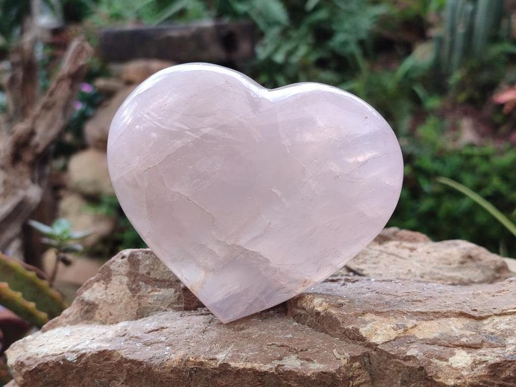 Polished Gemmy Girasol Rose Quartz Hearts x 3 From Madagascar - Toprock Gemstones and Minerals 