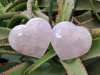 Polished Gemmy Girasol Rose Quartz Hearts x 3 From Madagascar - Toprock Gemstones and Minerals 