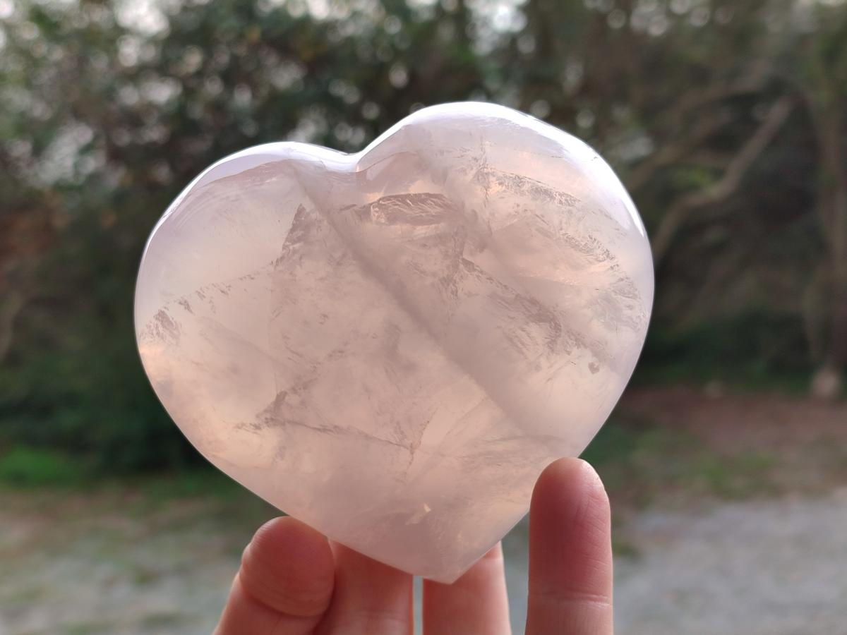 Polished Gemmy Girasol Rose Quartz Hearts x 3 From Madagascar - Toprock Gemstones and Minerals 