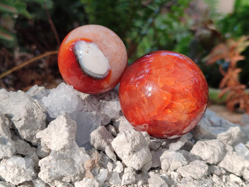 Polished Small Carnelian Agate Gemstone Spheres x 20 From Madagascar - Toprock Gemstones and Minerals 