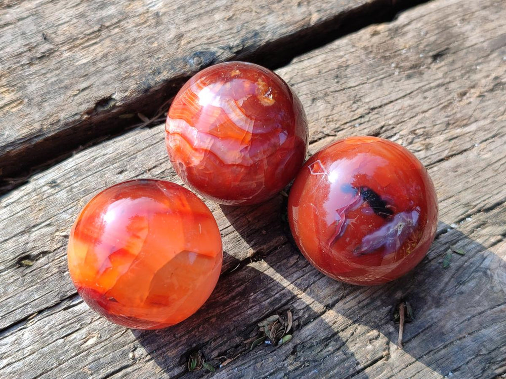 Polished Small Carnelian Agate Gemstone Spheres x 20 From Madagascar - Toprock Gemstones and Minerals 