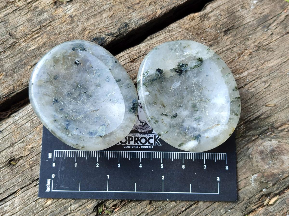 Polished Girasol Rock Crystal with Epidote Inclusions Worry Stones x 20 From Madagascar - Toprock Gemstones and Minerals 