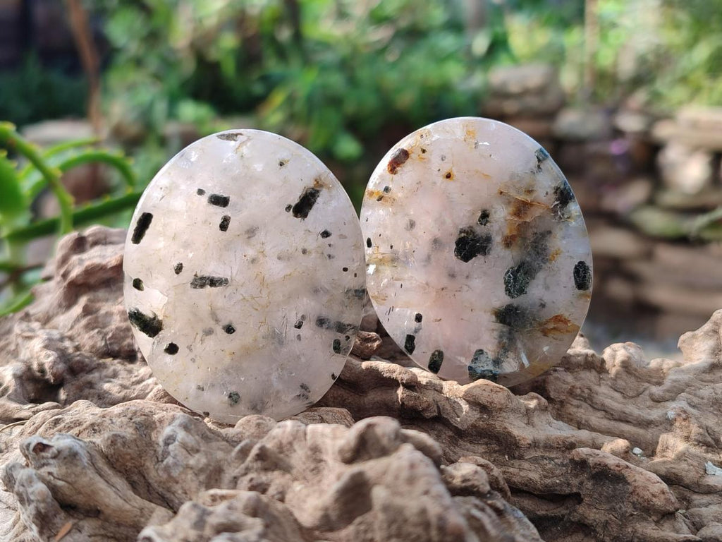 Polished Girasol Rock Crystal with Epidote Inclusions Worry Stones x 20 From Madagascar - Toprock Gemstones and Minerals 