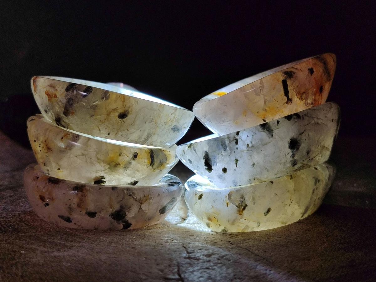 Polished Girasol Rock Crystal with Epidote Inclusions Worry Stones x 20 From Madagascar - Toprock Gemstones and Minerals 