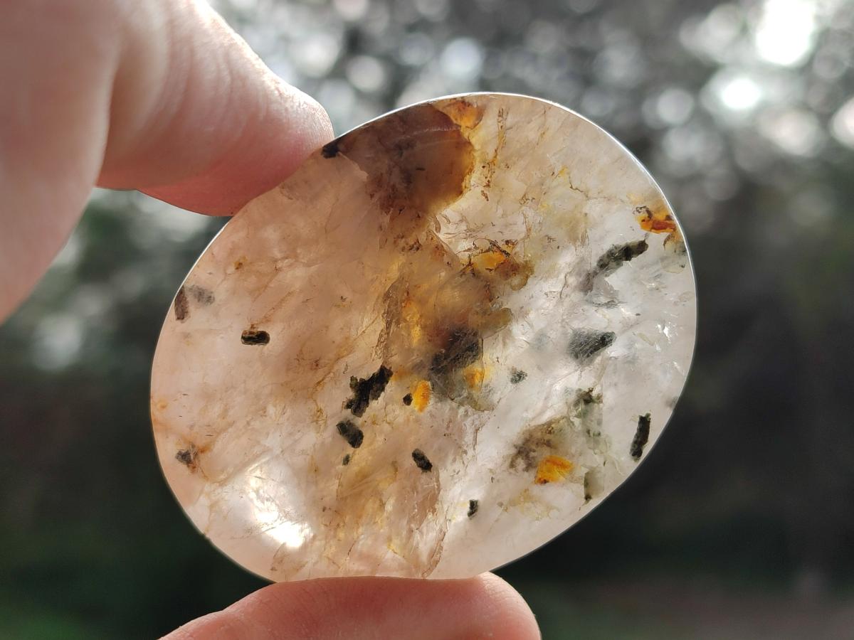 Polished Girasol Rock Crystal with Epidote Inclusions Worry Stones x 20 From Madagascar - Toprock Gemstones and Minerals 