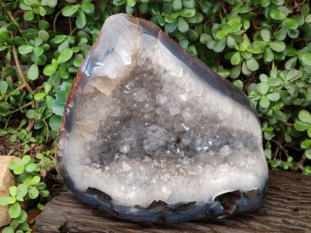 Polished XL Agate with Crystalline Geode x 1 From Maintirano, Madagascar - Toprock Gemstones and Minerals 