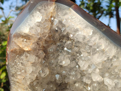 Polished XL Agate with Crystalline Geode x 1 From Maintirano, Madagascar - Toprock Gemstones and Minerals 