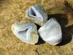 Polished Small On One Side Blue Lace Agate Geodes x 35 From Nsanje, Malawi - Toprock Gemstones and Minerals 