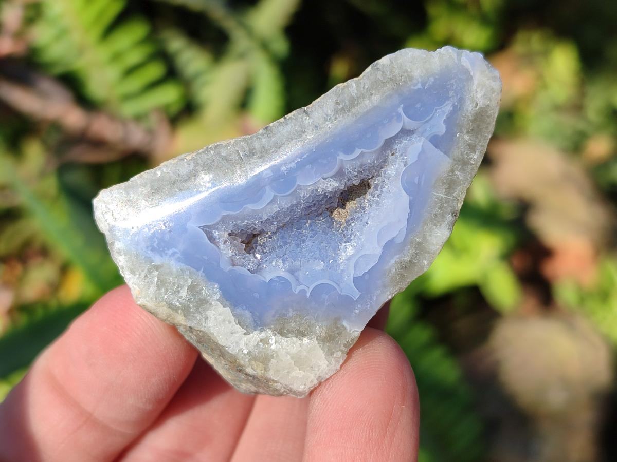 Polished Small On One Side Blue Lace Agate Geodes x 35 From Nsanje, Malawi - Toprock Gemstones and Minerals 