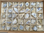 Polished Small On One Side Blue Lace Agate Geodes x 35 From Nsanje, Malawi - Toprock Gemstones and Minerals 