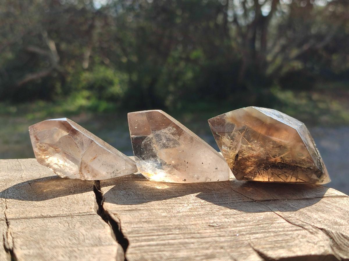 Polished Mixed Quartz Crystals and Double Terminated Crystals with Inclusions x 24 From Madagascar - Toprock Gemstones and Minerals 