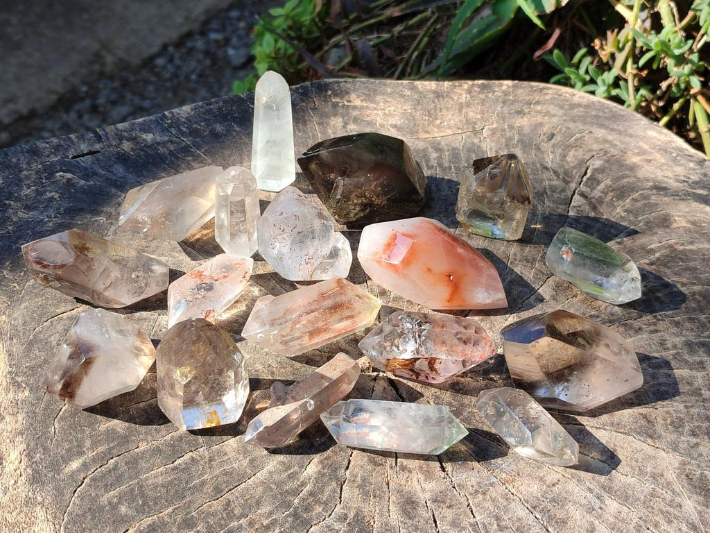 Polished Mixed Quartz Crystals and Double Terminated Crystals with Inclusions x 24 From Madagascar - Toprock Gemstones and Minerals 