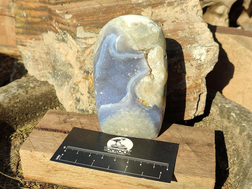 Polished Blue Lace Agate Standing Display Pieces and Free Forms x 6 From Nsanje, Malawi - Toprock Gemstones and Minerals 