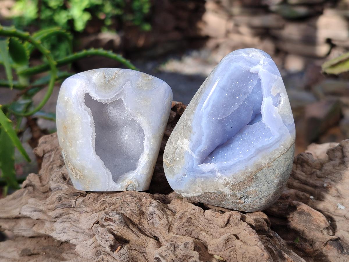 Polished Blue Lace Agate Standing Display Pieces and Free Forms x 6 From Nsanje, Malawi - Toprock Gemstones and Minerals 