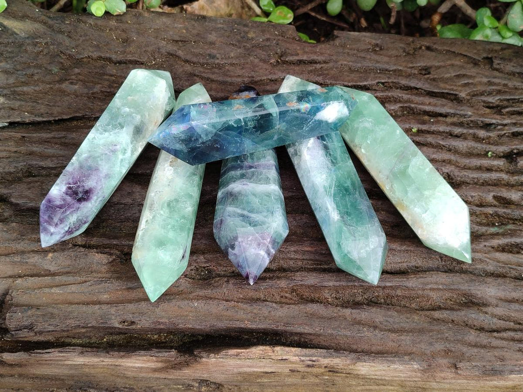Polished Double Terminated Watermelon Fluorite Crystals x 6 From Uis, Namibia - Toprock Gemstones and Minerals 