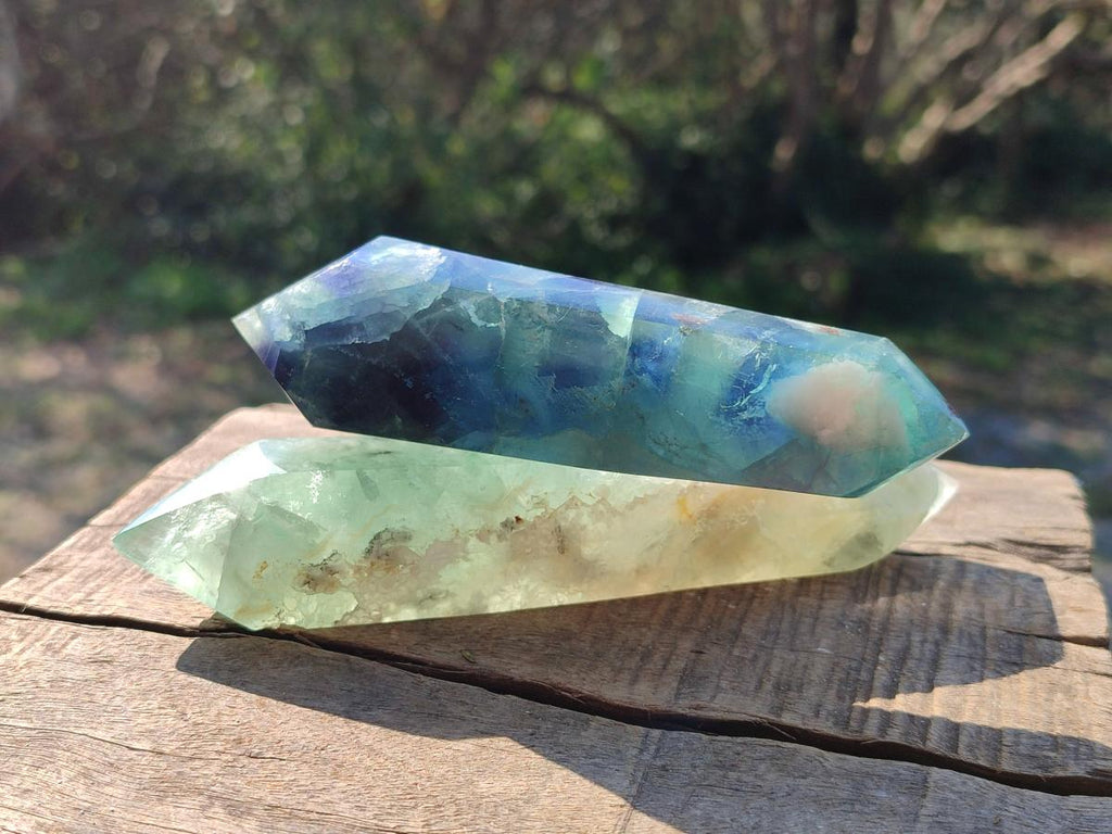 Polished Double Terminated Watermelon Fluorite Crystals x 6 From Uis, Namibia - Toprock Gemstones and Minerals 