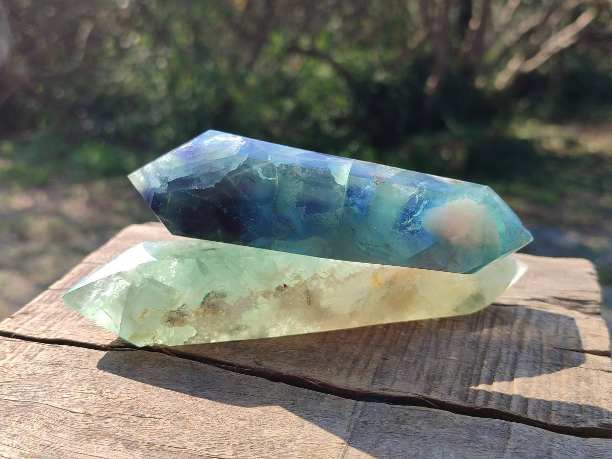 Polished Double Terminated Watermelon Fluorite Crystals x 6 From Uis, Namibia - Toprock Gemstones and Minerals 