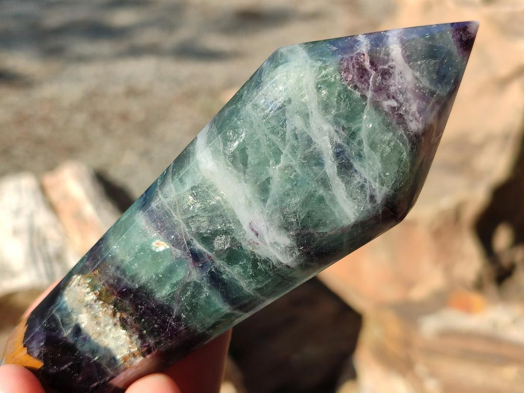 Polished Double Terminated Watermelon Fluorite Crystals x 6 From Uis, Namibia - Toprock Gemstones and Minerals 