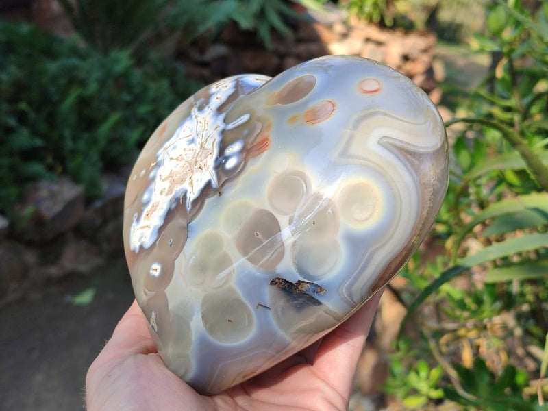 Polished Large Banded Agate Heart x 1 From Madagascar - Toprock Gemstones and Minerals 