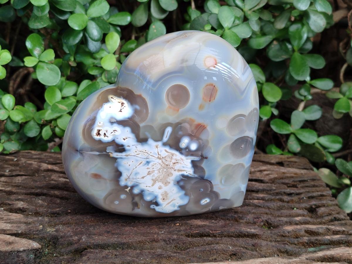 Polished Large Banded Agate Heart x 1 From Madagascar - Toprock Gemstones and Minerals 
