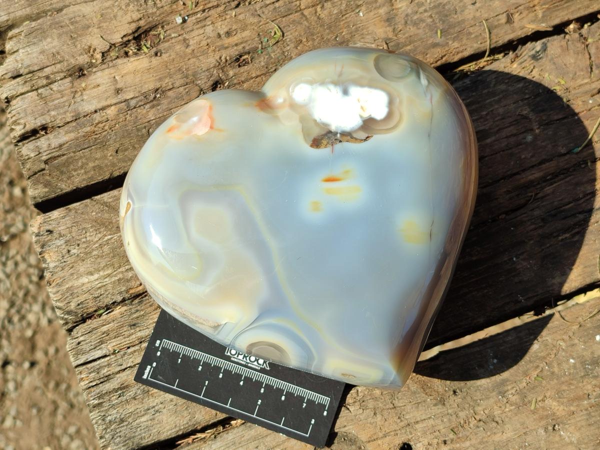 Polished Large Banded Agate Heart x 1 From Madagascar - Toprock Gemstones and Minerals 