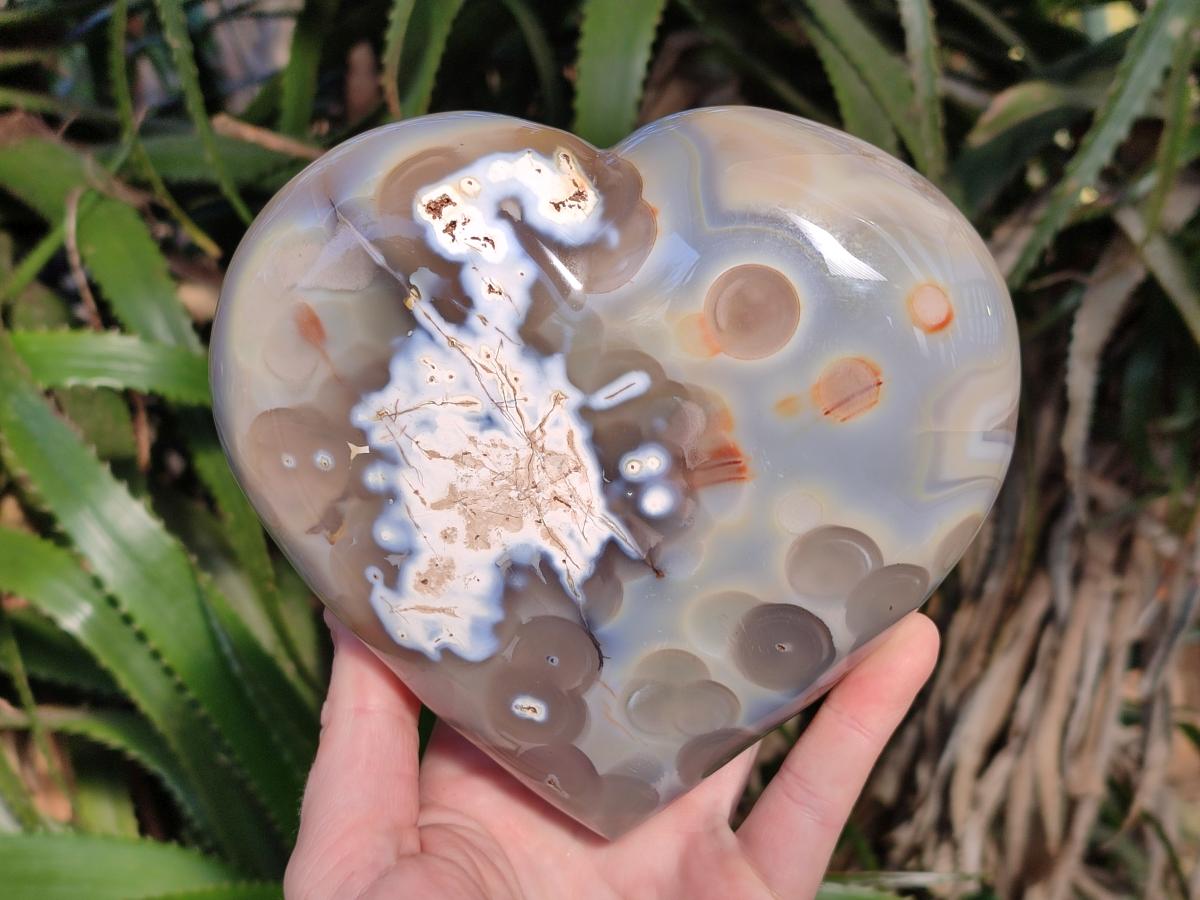 Polished Large Banded Agate Heart x 1 From Madagascar - Toprock Gemstones and Minerals 