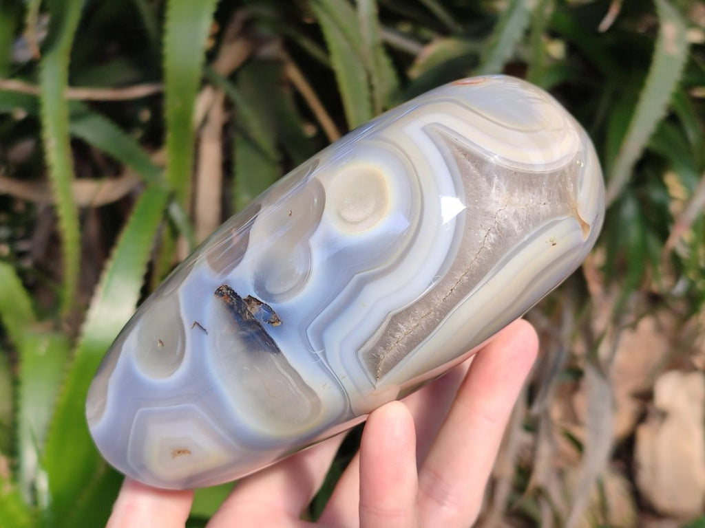 Polished Large Banded Agate Heart x 1 From Madagascar - Toprock Gemstones and Minerals 