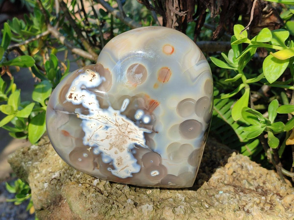 Polished Large Banded Agate Heart x 1 From Madagascar - Toprock Gemstones and Minerals 