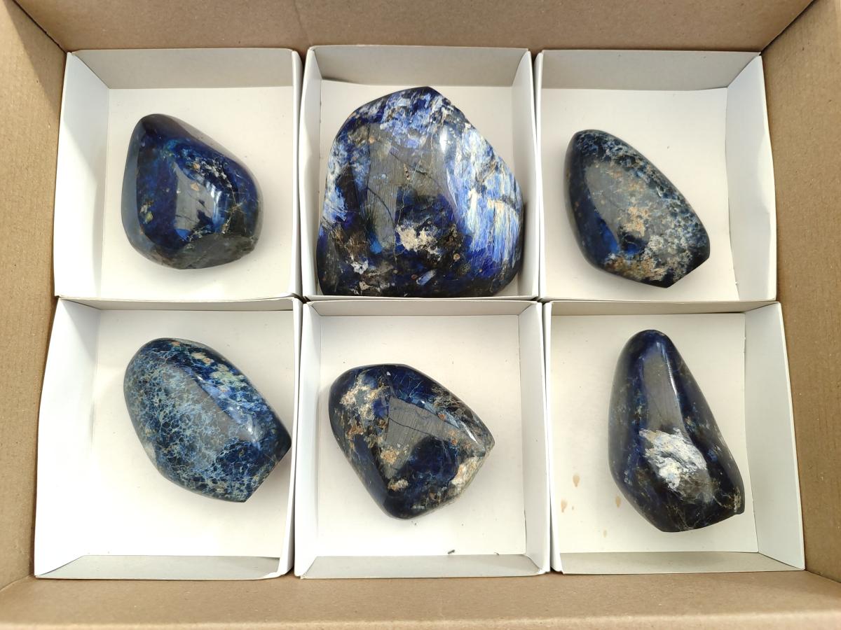 Polished Dumortierite Standing Display Pieces x 6 From Madagascar - Toprock Gemstones and Minerals 