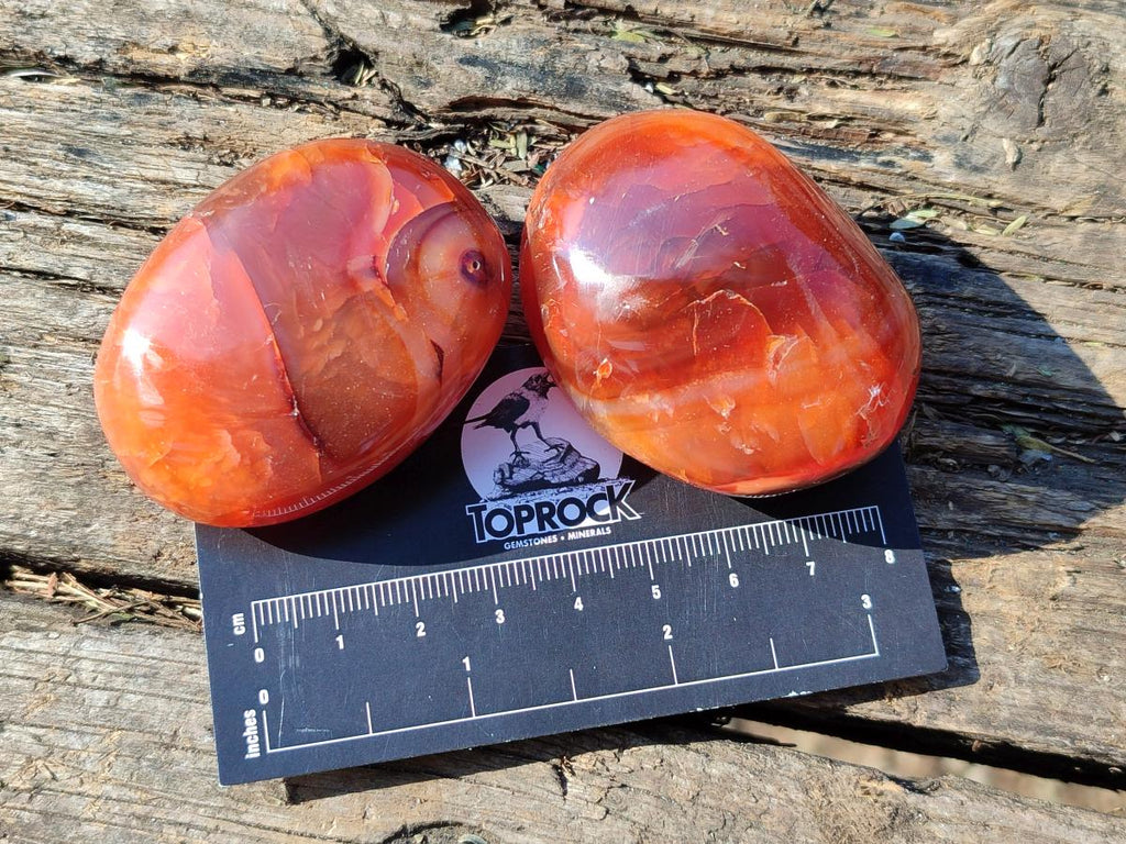 Polished Carnelian Agate Gemstone Palm Stones x 24 From Madagascar - Toprock Gemstones and Minerals 