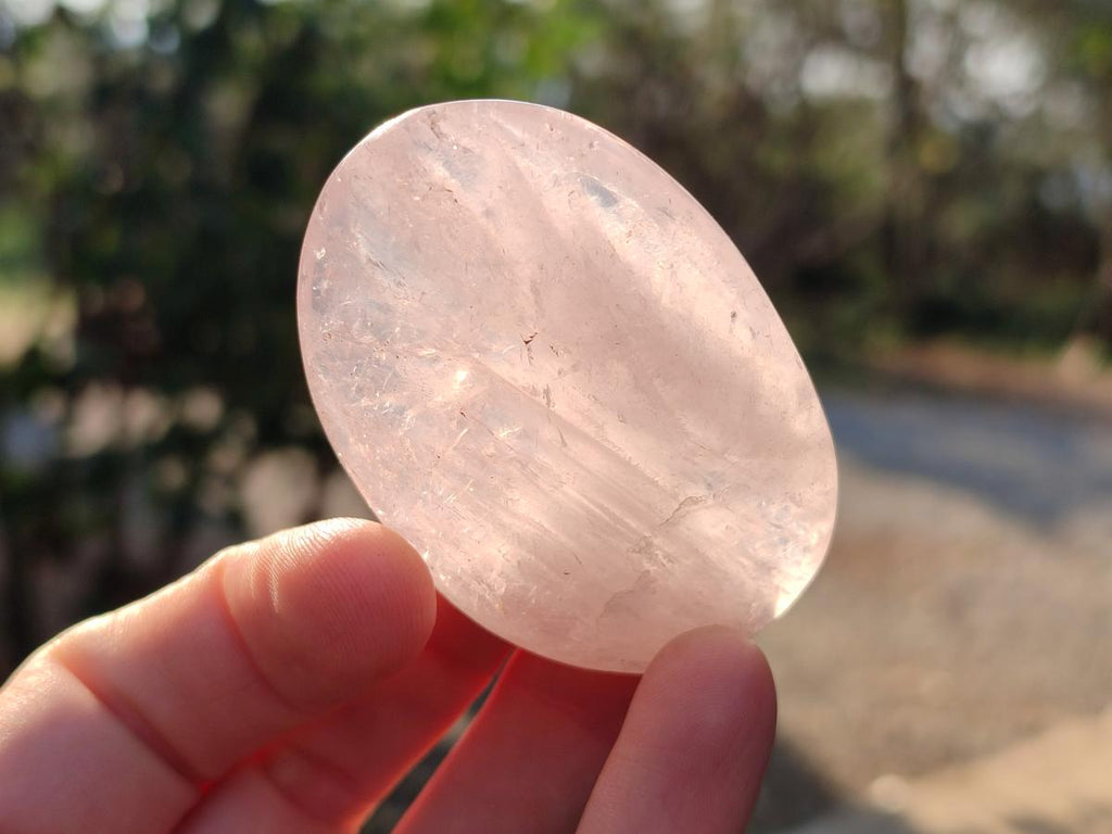 Polished Gemmy Rose Quartz Palm Stones x 17 From Madagascar - Toprock Gemstones and Minerals 