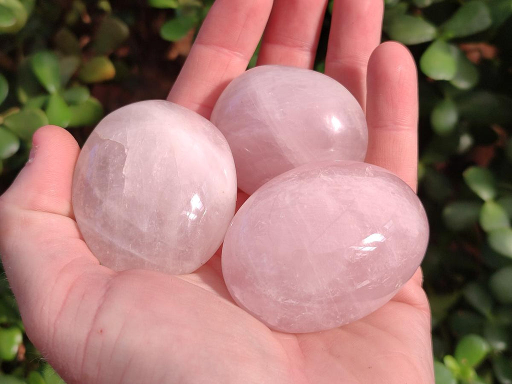Polished Gemmy Rose Quartz Palm Stones x 17 From Madagascar - Toprock Gemstones and Minerals 