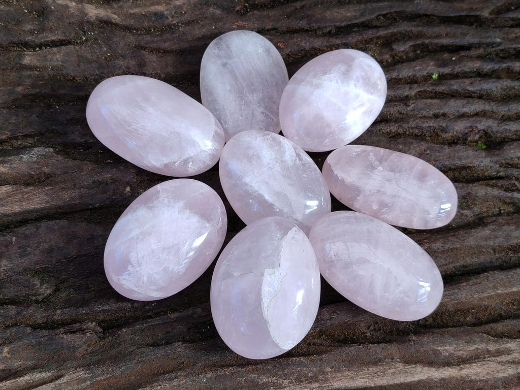 Polished Gemmy Rose Quartz Palm Stones x 17 From Madagascar - Toprock Gemstones and Minerals 