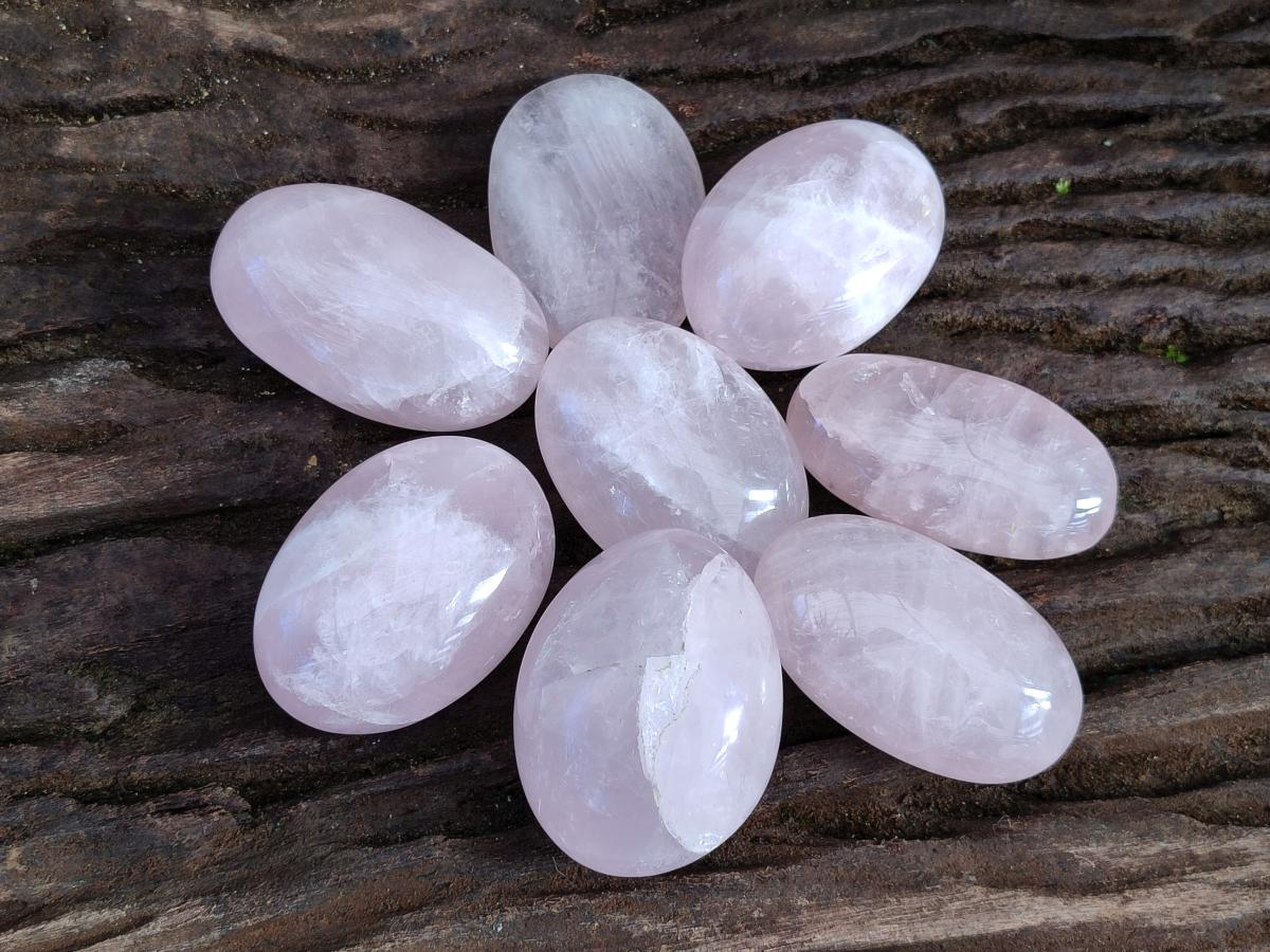 Polished Gemmy Rose Quartz Palm Stones x 17 From Madagascar - Toprock Gemstones and Minerals 