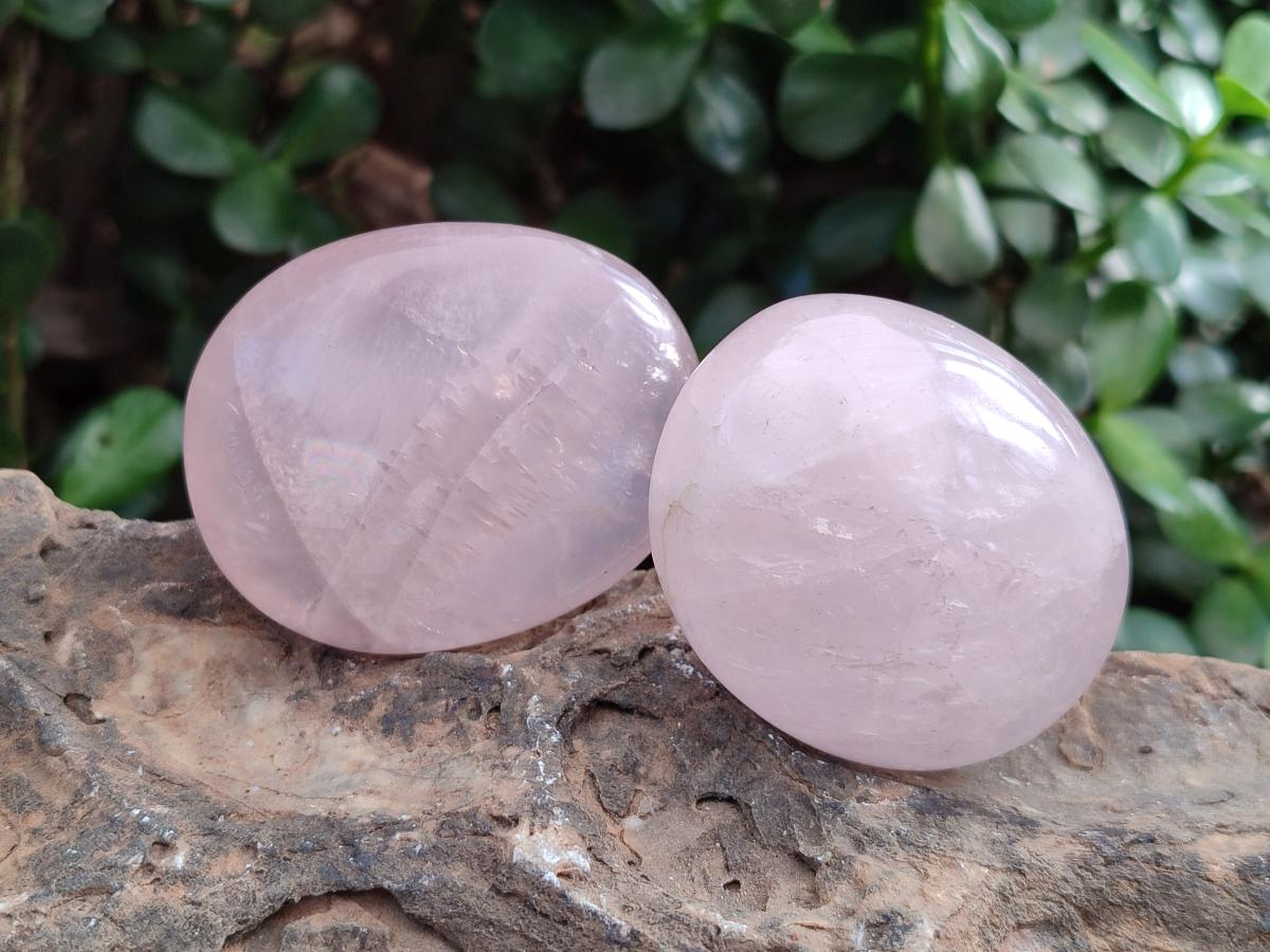 Polished Gemmy Rose Quartz Palm Stones x 17 From Madagascar - Toprock Gemstones and Minerals 