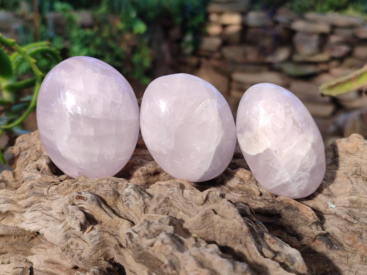 Polished Gemmy Rose Quartz Palm Stones x 17 From Madagascar - Toprock Gemstones and Minerals 