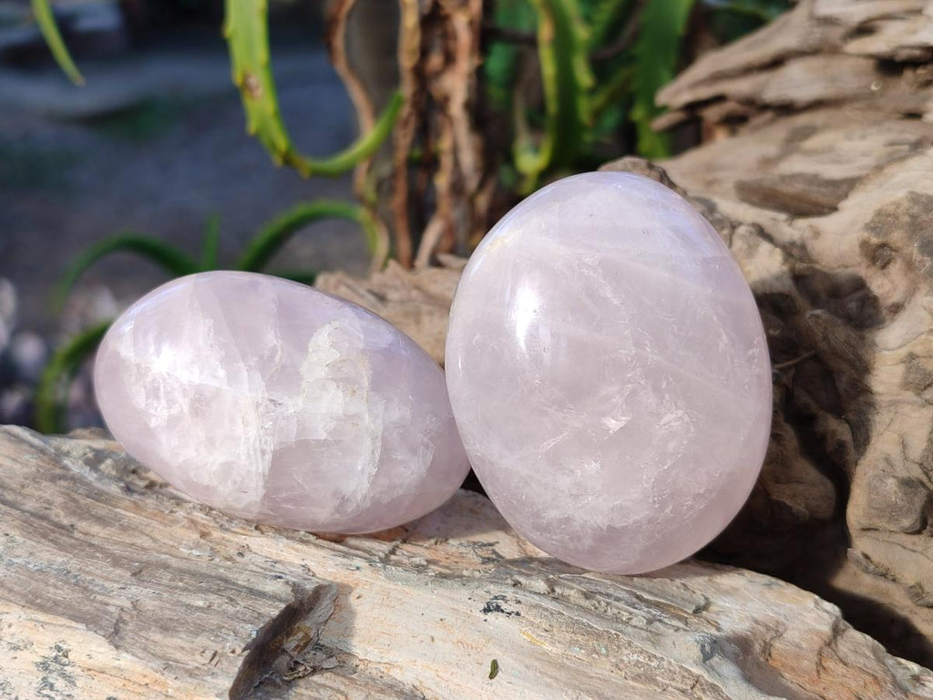 Polished Gemmy Rose Quartz Palm Stones x 17 From Madagascar - Toprock Gemstones and Minerals 