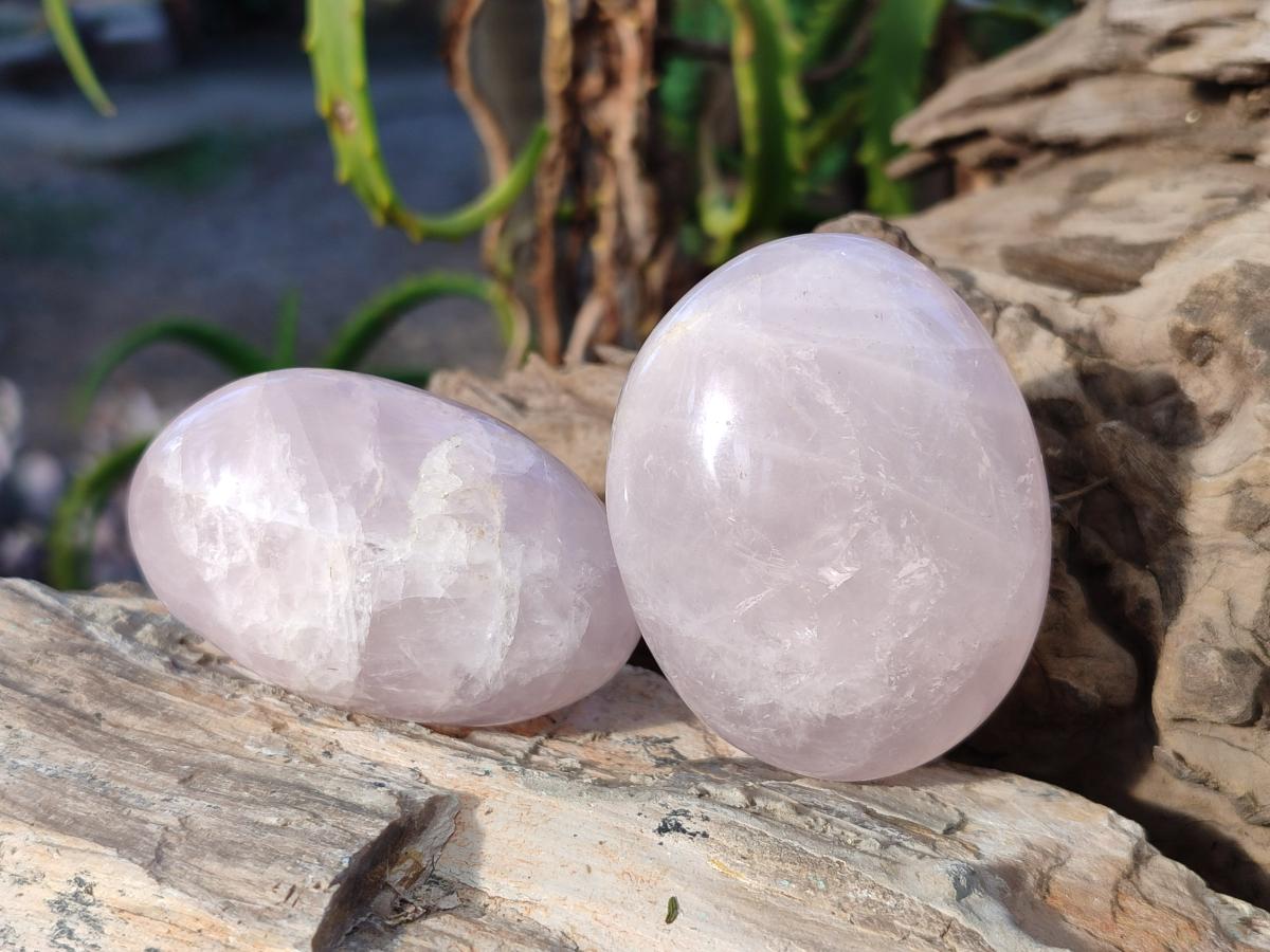 Polished Gemmy Rose Quartz Palm Stones x 17 From Madagascar - Toprock Gemstones and Minerals 