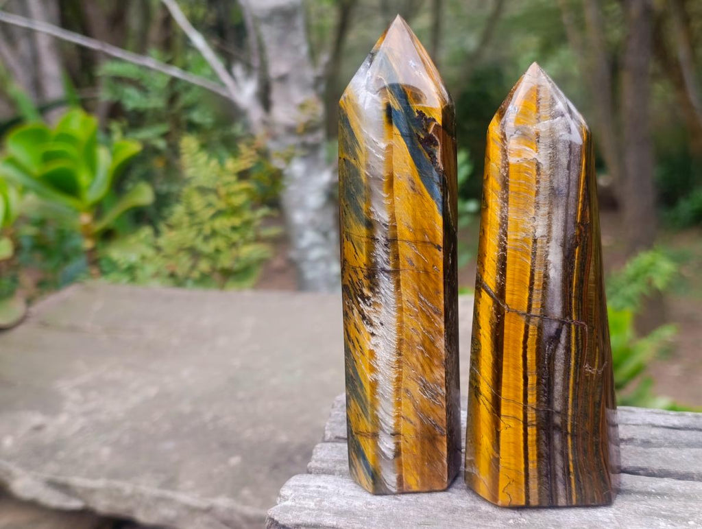 Polished Golden Tigers Eye Display Crystals x 4 From Prieska, South Africa - Toprock Gemstones and Minerals 