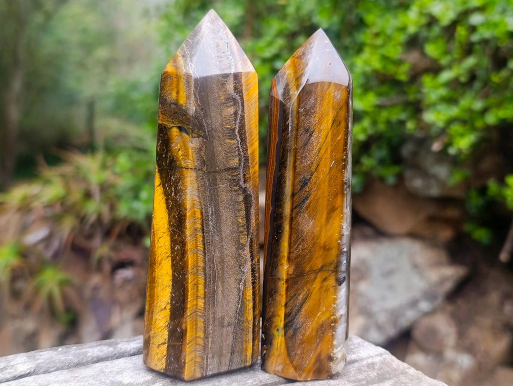 Polished Golden Tigers Eye Display Crystals x 4 From Prieska, South Africa - Toprock Gemstones and Minerals 