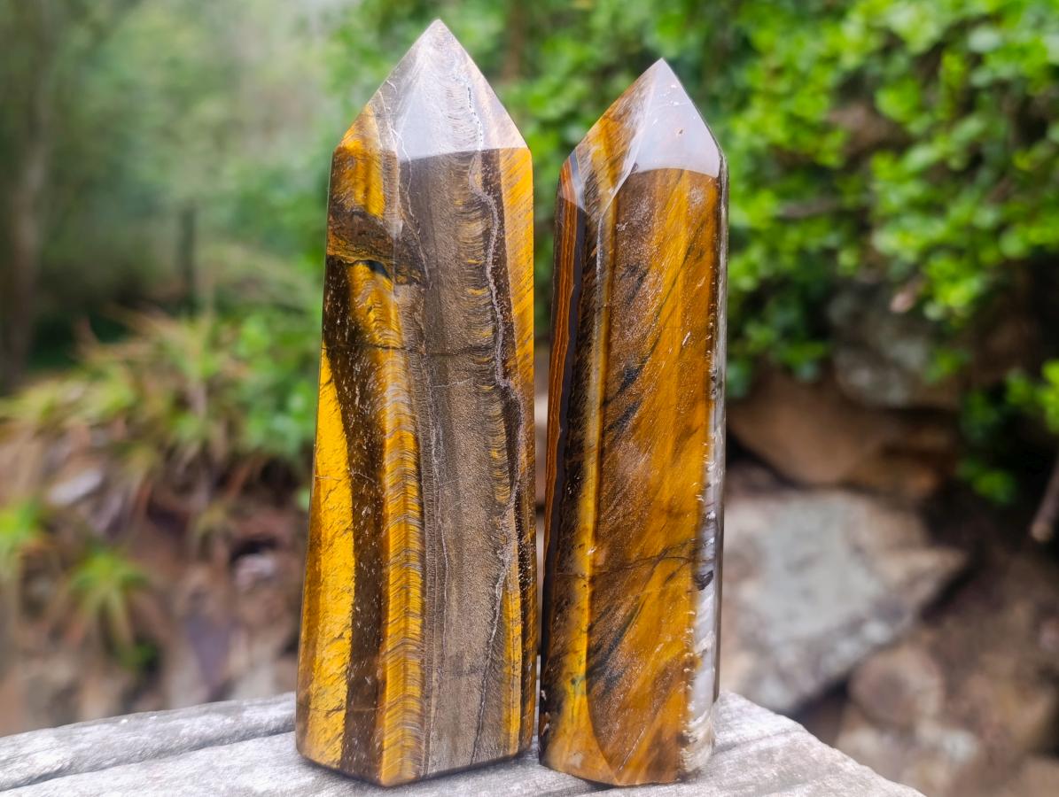 Polished Golden Tigers Eye Display Crystals x 4 From Prieska, South Africa - Toprock Gemstones and Minerals 