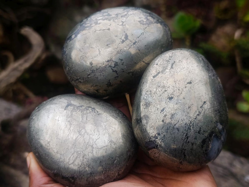 Polished Basalt Pharaoh Stone Galets x 3 From Iron Duke Mine, Zimbabwe - Toprock Gemstones and Minerals 