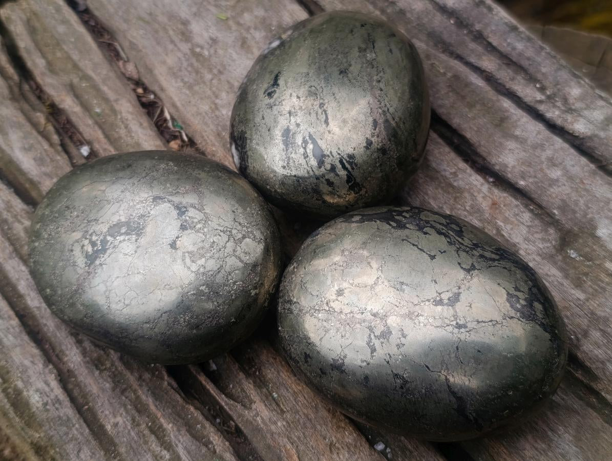 Polished Basalt Pharaoh Stone Galets x 3 From Iron Duke Mine, Zimbabwe - Toprock Gemstones and Minerals 