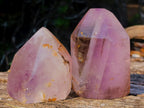 Polished Smokey Window Amethyst Crystals x 3 From Akansobe, Madagascar - Toprock Gemstones and Minerals 